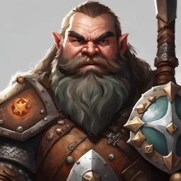 dnd, portrait of dwarf with ((shield))