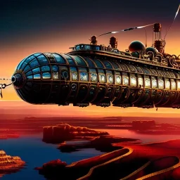 fullbody Drawing of 'sketch of steampunk Airship as in the movie mortal engines(2018)',intricate detail,andrea bonelli,Kilian Eng,Ohrai,evan lee,Aleksandr Sidelnikov,KyuYong Eom,three quarters frontal aerial view,toned colors,32k