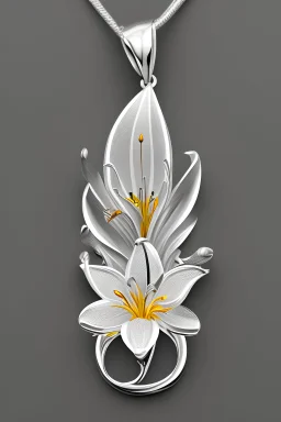 White gold tiger lily flower pendant