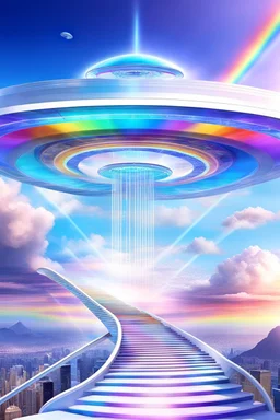 Ufos rainbow, futuriste ultra moderne,stairway to heaven,crystal very beautiful city