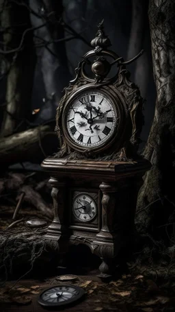 An old antique grandfather clock in the background of black vein, human veins, mixing together a lot of them, like a forest, big and small veins a lot of them, an army German helmet from ww2 on an old broken throne
