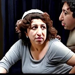 Create a highly realistic 3D scene. An imaginatively detailed rendering of Maradona transforming her into a woman with the same specifications as the attached image. The method of transforming the painting in full detail. A comedic and funny touch. Ultra wide angle. Extremely realistic fine details. Highly realistic detailed display. Great full presentation and amazing drawing style. Transfer the full detailed drawing of the image at a wide and precise angle. Inspiring professional fine d