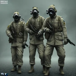 Soldiers with gas mask