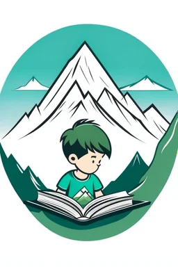 The logo consists of a child facing a book and mountains