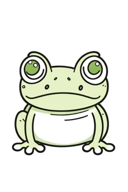 a simple outline of a cute frog, in a drawing style