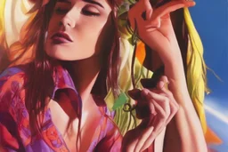 hippie girl smoking by alex ross