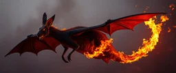 portrait of wild fire breathing bat dragon kangaroo above Byzantes, burning a Kangaroo with its breath