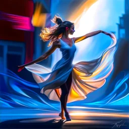 woman dancing in the street siluette