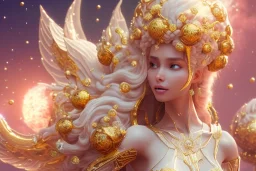 very beautiful crystal and gold goddess in a galactic ambiance, nice smiling, transparent petals, delicate colors, full of details, smooth, bright sunshine，soft light atmosphere, light effect，vaporwave colorful, concept art, smooth, extremely sharp detail, finely tuned detail, ultra high definition, 8 k, unreal engine 5, ultra sharp focus