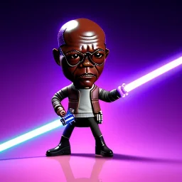 Bald Samuel jackson purple jedi bobblehead with lightsaber and boots,