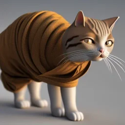 Un chat, habillé en moine bouddhiste, anthropomorphique, très détaillé, représentation 3d, un maximum de détail