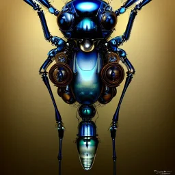 steampunk transparent cybernetic biomechanical robotic bug of death, symmetrical, front facing, very coherent symmetrical artwork, unreal engine realistic render, 8 k, micro detail, gold and steel intricate, elegant, highly detailed, digital painting, artstation, smooth, sharp focus, illustration, artgerm, tomasz alen kopera, wlop, unreal engine