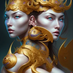 sango fantasy, fantasy magic, intricate, sharp focus, illustration, highly detailed, digital painting, concept art, matte, artgerm and paul lewin and kehinde wiley, masterpiece Asian sexy body dragon head prety lips