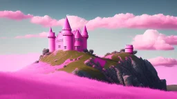 Pink castle on a hill