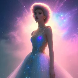 one big crystal subtle castel blue and pink in a galactic ambiance delicate colors, bin the foreground, full of details, smooth，soft light atmosphere, light effect，vaporwave colorful, concept art, smooth, extremely sharp, full body shot, masterpiece, best quality, blue skinned, sparkling eyes, fluorescent skin,blue eyes,sparkling makeup, long blond hair, fairy style , highly detailed body, sun light, 4K, RAW, depth of field,high contrast,realistic