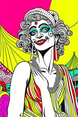 Funky drawing of A woman at A carnival