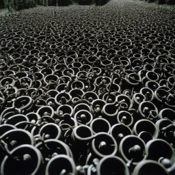 [colour high res photo: Night of the Living Dead (1968) by Romero] In a climactic moment, intricate pipes appear, twisting and turning in a maze of complexity. Characters watch in awe as the pipes emit a harmonious hum, resonating with inexplicable power. Each pipe is adorned with ornate engravings and pulsating lights, forming a mesmerizing sight.