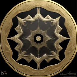 super embossed and photorealistic black dombra, black background, shiny, photorealistic gold and silver and black metallic ornament, reflective, centered, intricate