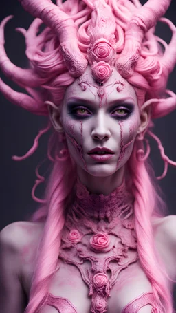 frightening goddess with pink skin