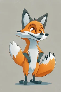 A funny fox cartoon, white border, vectorized, 2D, 8k, white background