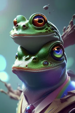 award winning portrait of a male anthropomorphic rainbow frog long black hair. character design by cory loftis, fenghua zhong, ryohei hase, ismail inceoglu and ruan jia. unreal engine 5, artistic lighting, highly detailed, photorealistic, fantasy