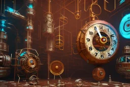 galactic, scaffolding, rusted clock, rusted cogwheel, cyberpunk, cinematic, cinema 4d render, high detail