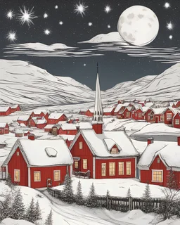 icelandic christmas with snow starry night