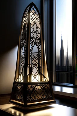 gaming table lamp inspired by dubai tower buliding architecture futuristic-modern stlye. geometric form