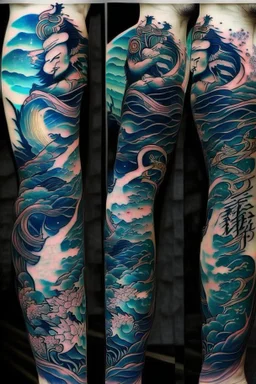 Tattoo sleeve god zodiac sign aquarius ukiyo-e