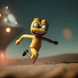 Mr. Peanut running away from an alien spaceship