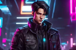Levi in 8k sci-art drawing style, levi custom, neon, ice forest, highly detailed, high details, detailed portrait, masterpiece,ultra detailed, ultra quality