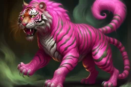A pink magic elemental tiger painted by Lucas van Leyden