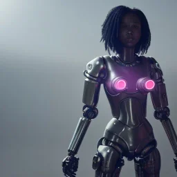 Cyberpunk robot, black girl, catch the katana, unreal engine 5, octane render,cinema4d, dynamic lighting, 8k, redshift render, highly, hyperrealism ultra detailed, hyper realistic.