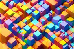 3D colorful geometric installation, simplistic, studio lighting, C4D, 16k, Behance, Artstation, centered, top down camera, vibrant