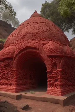 A grayish red volcanic vault made out of brimstone designed in Mehndi design