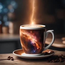 The galaxy represented on a coffee cup, 4k, photography, award winning, 35mm, professional light, lens distortion, f2.8, motion blur, real point of light, very high detailed, best lighting, award winning, 4K
