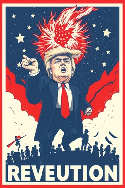 trump cultural revolution poster image in the style of shepard fairy