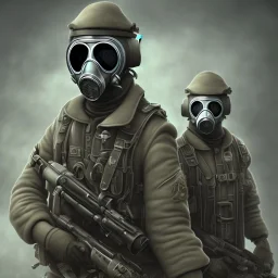 Soldiers with gas mask