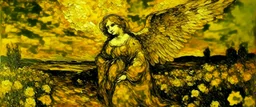 A yellow angelic heaven painted by Vincent van Gogh