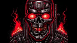 4k full detail, realistic, Logo émission radio hardrock firestarter terminator Black sabbath