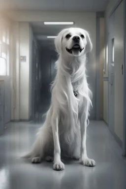 Death appears in the form of a friendly Dog with a ghostly white aura around. He wanders around the hospital in search of the next soul that needs him.