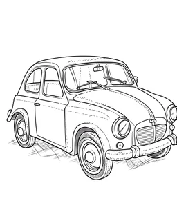 Small car drawing Black and white drawn without color for coloring