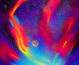 Vía Lactea. Art by "Guillermo Pérez Villalta". Vivid colors contrasts in an impressive way.