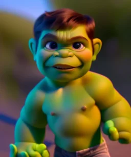 Baby hulk, full body, bokeh