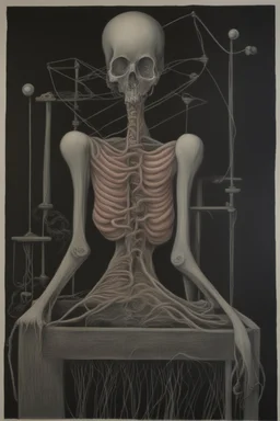 unsated lust on tech can lead to an untimely death; Surrealism; pastel pencils over black ink