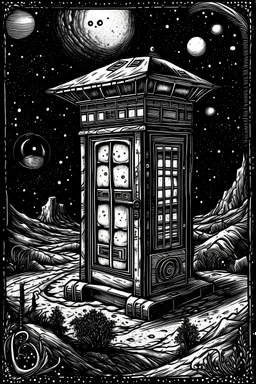 the tardis in space in junji ito style