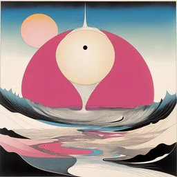 Wish you Were Here, by Victor Pasmore and Gerald Scarfe and Vincent di Fate, abstract surreal color ink illustration, Pink_Floyd album art, dramatic, color splash, psychedelic