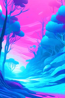 winter scene, abstract, vaporwave