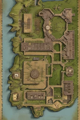 battle map dnd victorian military base in a canions