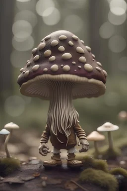little mushrooms eyes two legs hat beard